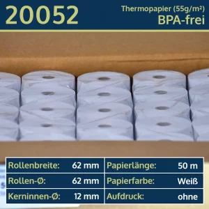 50 Thermorollen 62 62 12 blanko | BPA-frei