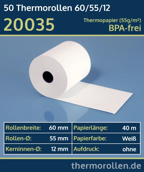 Thermo-Bonrollen 60 55 12 blanko | BPA-frei